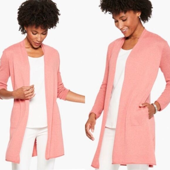 NWT Nic+Zoe TEXTURED VITAL CARDIGAN Sweater Duster in Petal Dust Pink Size Small - Picture 1 of 11